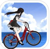 單車少女陽光海灘