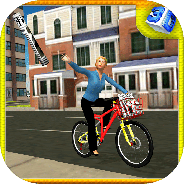 报纸自行车女孩自行车sim