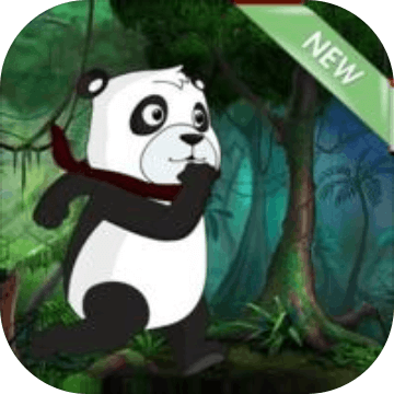 熊猫忍者在丛林中奔跑