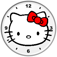 Hello Kitty Red Bow Clock Widg