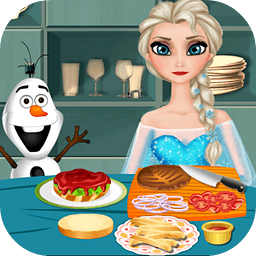 Elsa Cooking Hamburger