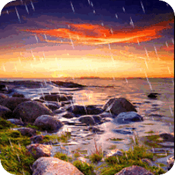 Rain In SunSet Sea Live Wallpa