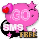 GO SMS Theme Pink Heart Galaxy