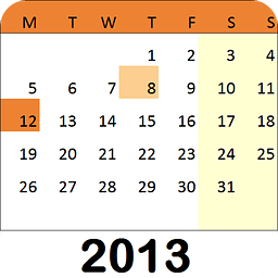 假期日历 Holiday Calendar2013