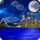 Night city from sea wallpaper