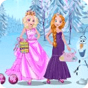 Elsa With Anna Dressup