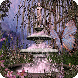 Butterfly Fountain Live Wallpa