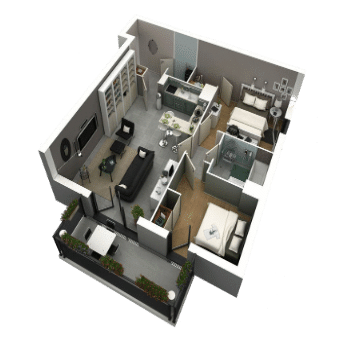 3D Apartment-House Plans