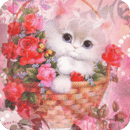 Cat In Floral Basket Live Wall
