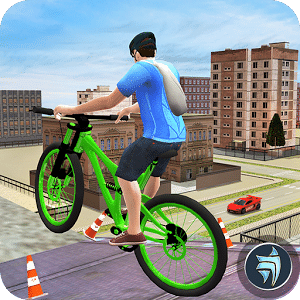 City Rooftop BMX Bicycle Rider