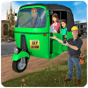 City Tuk Tuk Auto Rickshaw Taxi Driver 3D