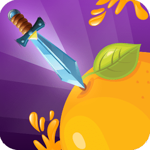 Splashy knife hit: idle knife throw to juicy fruit