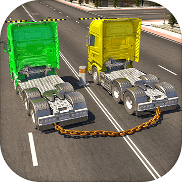 Chained Trucks against Ramp