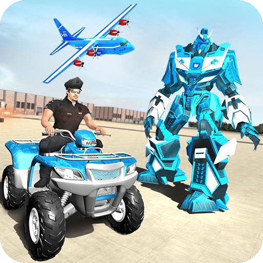 US Police ATV Quad Bike Robot Car Transporter Game