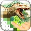 Dinosaur Color by Number: Jurassic Pixel Art