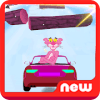 panther in pink racing car