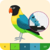 Birds Color By Number, pixel bird coloring