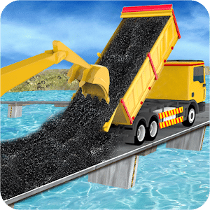 River Bridge Construction: Heavy Machinery