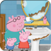 Pig Cleaning Bathroom