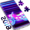 Neon Motorcycle Puzzle Game