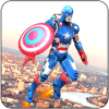 Captain Robot of America Flying Robot Bike Rescue