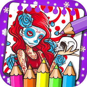 Coloring Sugar Skull Mexican Day of The Dead Color