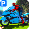 Superheroes Bike Parking: Super Stunt Racing Games