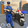 警察摩托车自行车真正的匪徒追逐