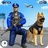 警犬机场追逐罪犯